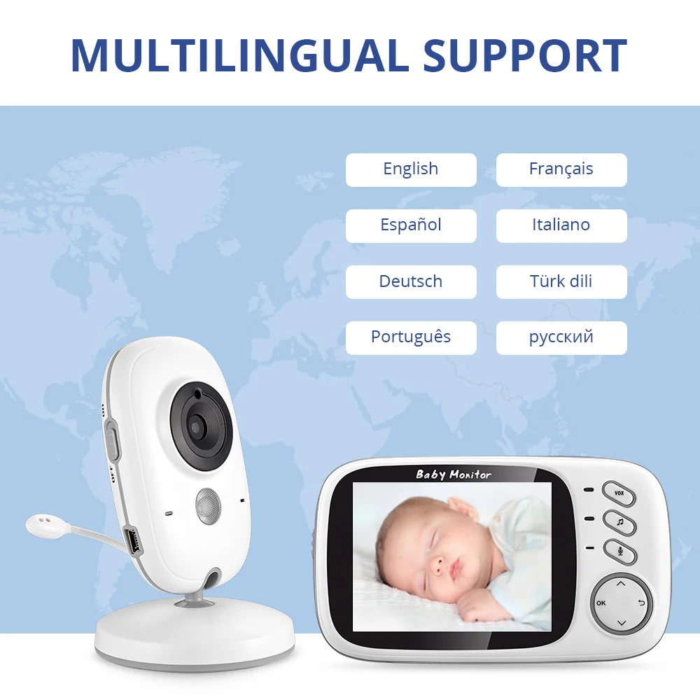 

Wireless Video Color Baby Monitor 3.2 inch High Resolution Baby Nanny Security Camera Night Vision Temperature Monitoring Baby