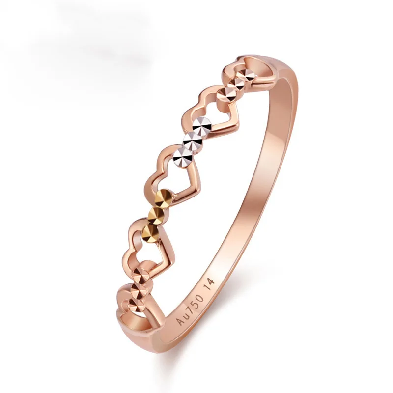 Романтические кольца с бриллиантами и сердечками 18k Au750 чистое Настоящее твердое