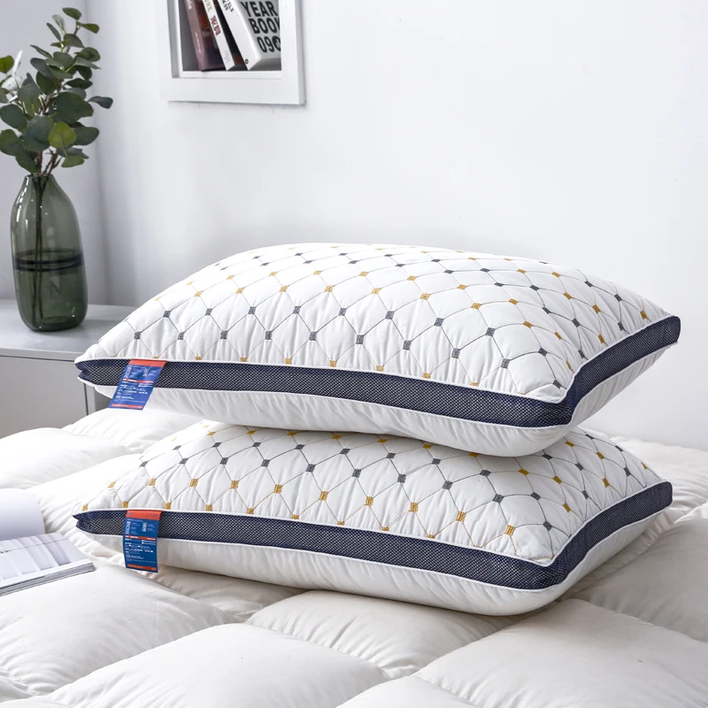 Premium Bed Pillow Top Quality Brand Design Soft White Goose Down for Neck Protection Cotton Cover | Дом и сад