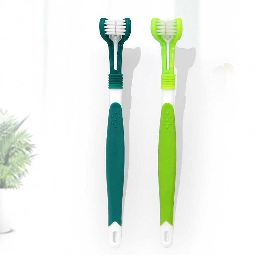 

Three-Head Pet Toothbrush Bad Breath Tartar Teeth Care Puppy Dogs Cats Toothbrush Multi-Angle Oral Cleaning Brush Pet Products