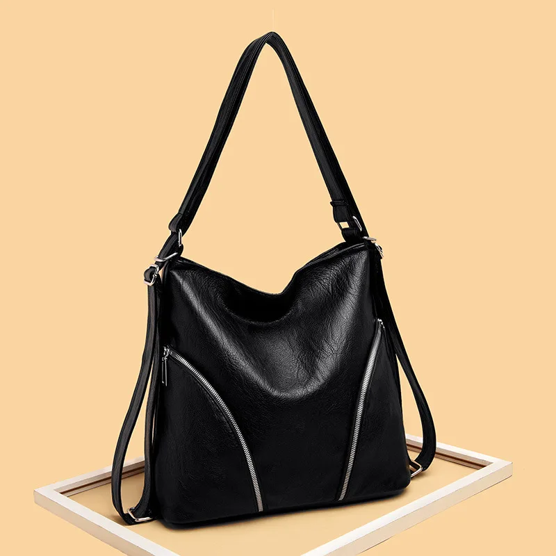

Mummy Solid Multi-zipper Bags Lady Shoulder Handbags Female Simple Solid Color Summer Simple Totes for Women 2021 Trend Handbags