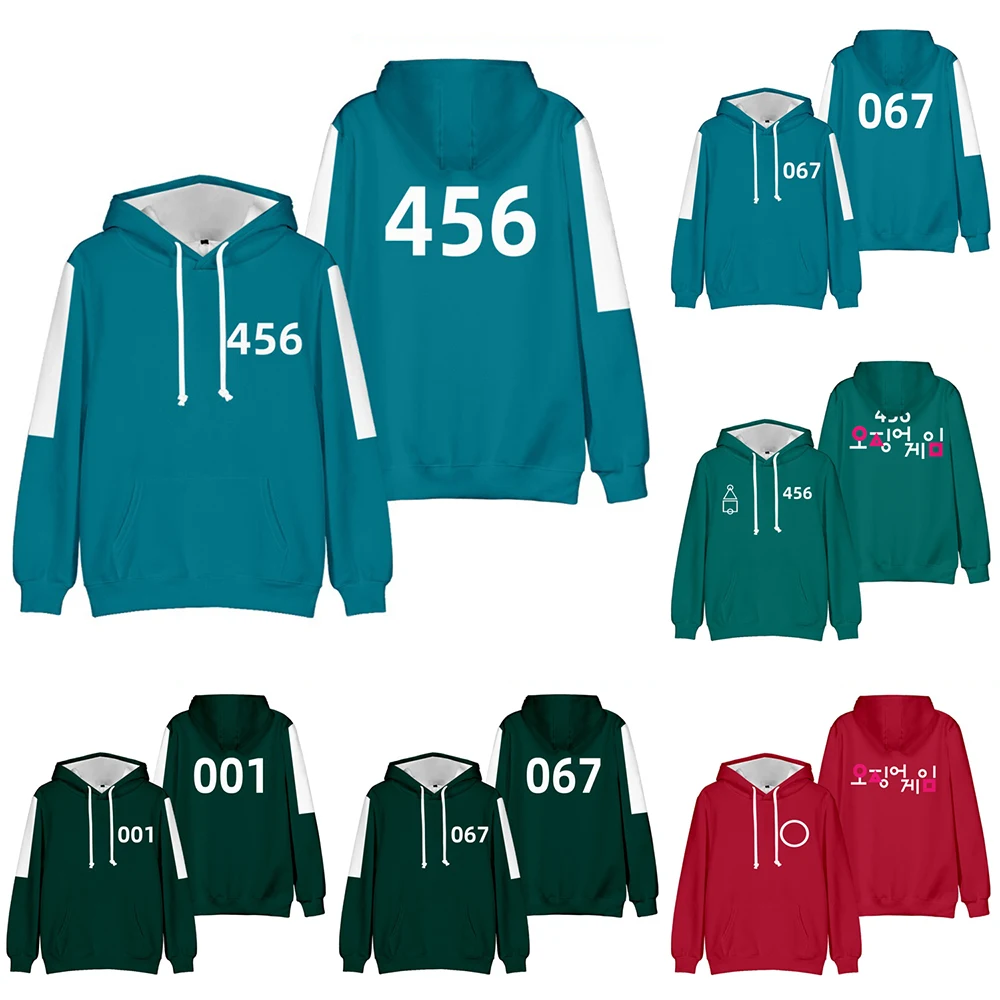 

Squid Game Hoodie Korean 456 067 Sweatshirts Man Women Round 6 Jacket Cotton Fleece Cloth Streetwear Unisex Pullovers Apparels