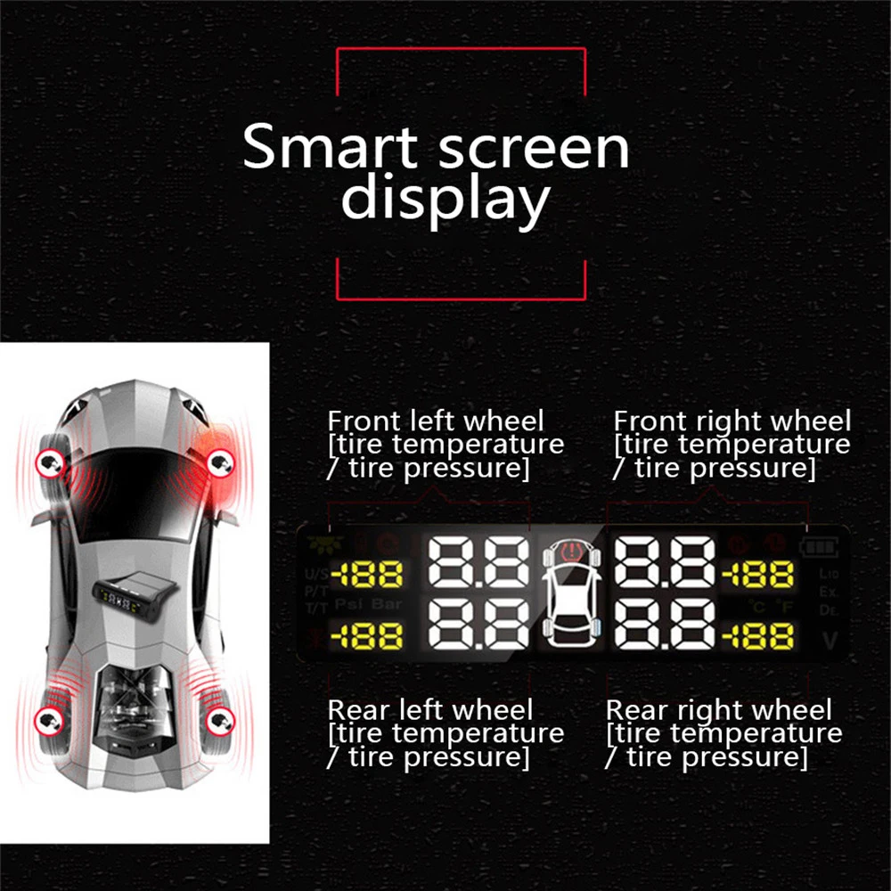 

External Tire Pressure Sensor Monitoring Car Solar TPMS Tire Pressure Monitor Wireless General Tyre Detection Monitor Q0248