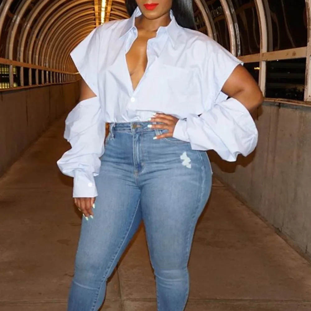 

Womem Shirt White Office Lady Fashion Hollow Lapel Single-Breasted Elegant Long Sleeves Female Tops Blouse Shirts 2022 Spring