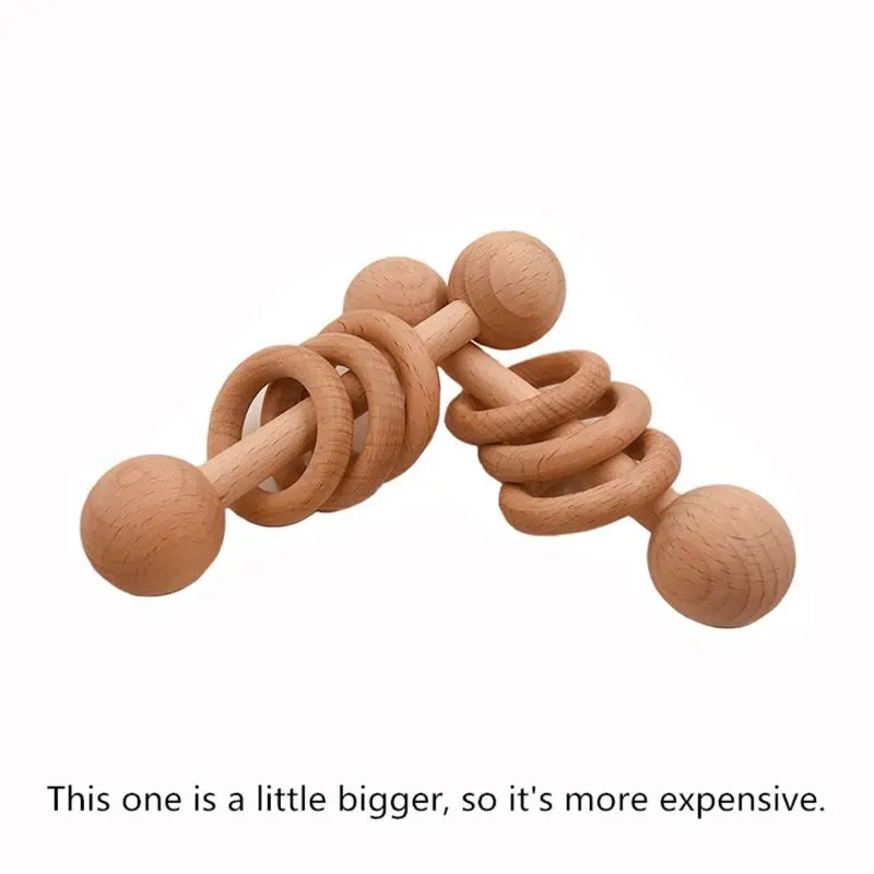 OOTDTY Organic Wood Montessori Styled Baby Rattle Perfect Grasping Teething Toy for Toddlers Natural Safety Paint | Игрушки и хобби