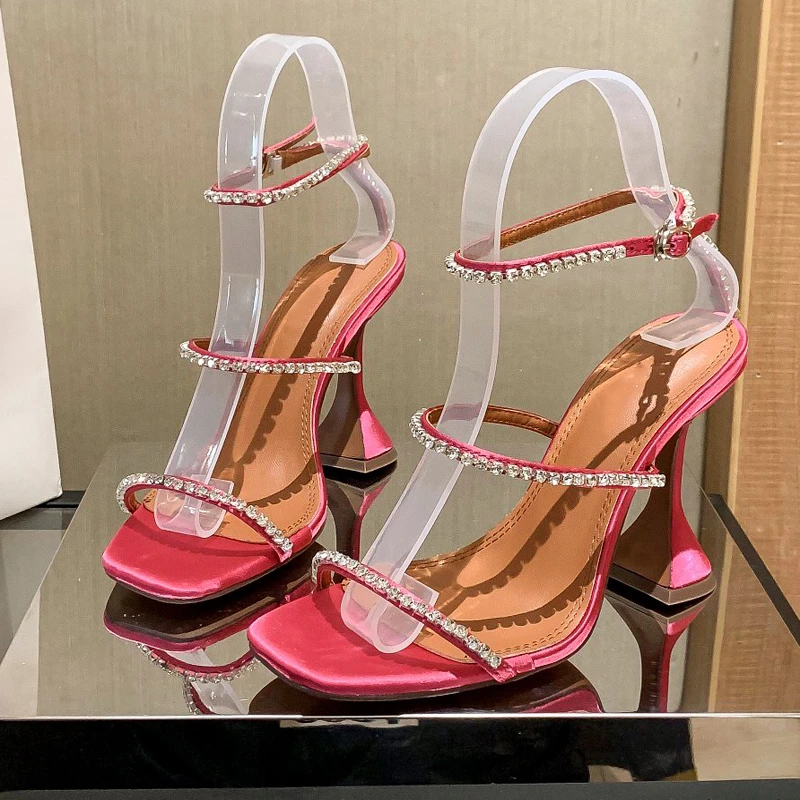 

high heels shoes Europe and the United States women's shoes 2021 summer heels sandals Glass heel black shoes peep-toe sandals