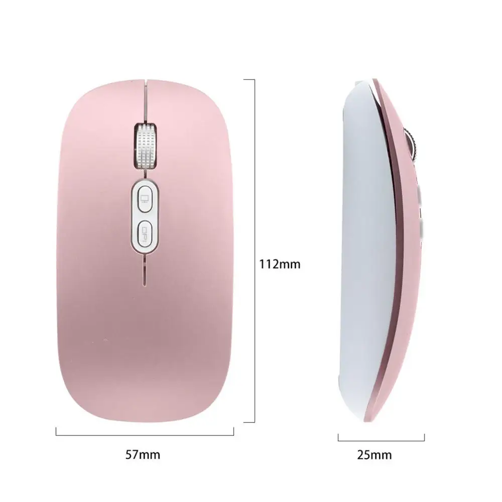 Перезаряжаемая Беспроводная металлическая Бесшумная оптическая мышь 2 4G