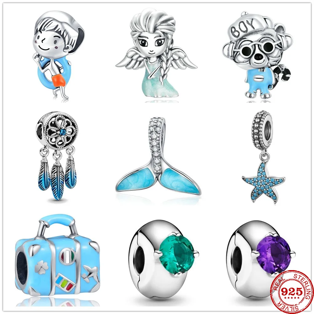 2021 Новый Синий Ловец снов Русалка из бисера Подходит для оригинальных Пандоры