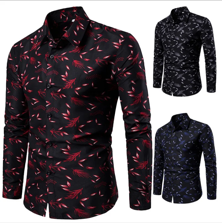 

Digital Print Long Sleeve Men's Casual Shirts Turn Down Collar Single Breasted Tops Size M-4XL Free Shipping