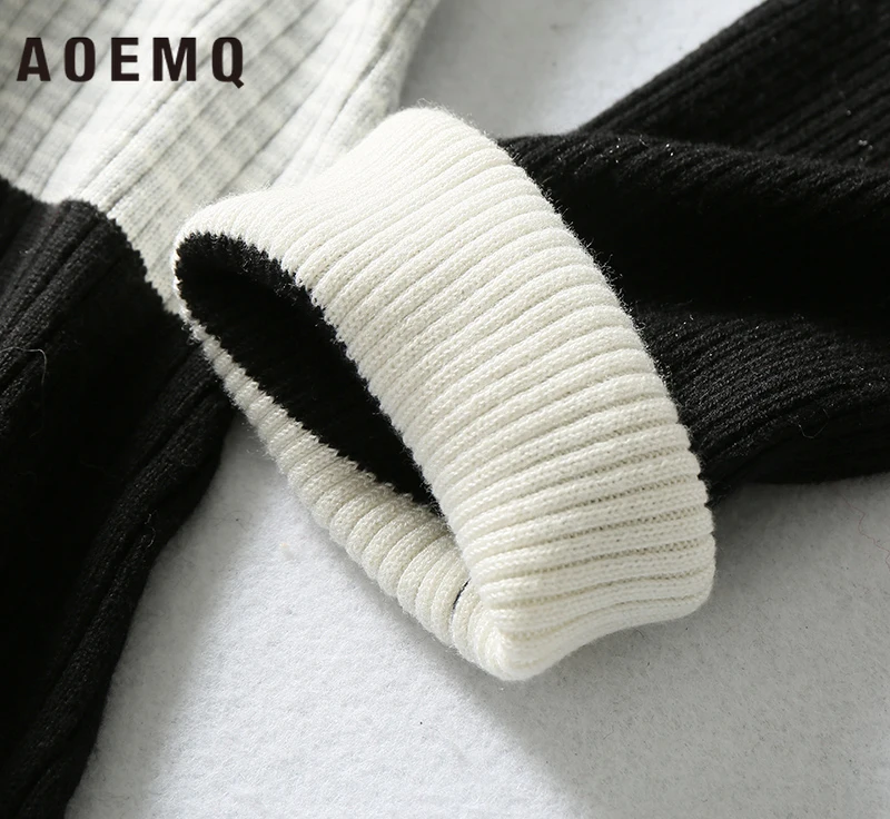 AOEMQ Fashion Sweaters Panda Black&ampWhite Patchwork Print Simple Outdoor Sports Climbing Sweater Clothing | Женская одежда