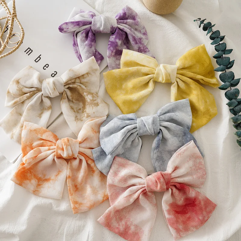 

New Ladies Tie-dye Bow Simple and Generous Temperament Plate Hairpin Hair Accessories Hair Clips for Women