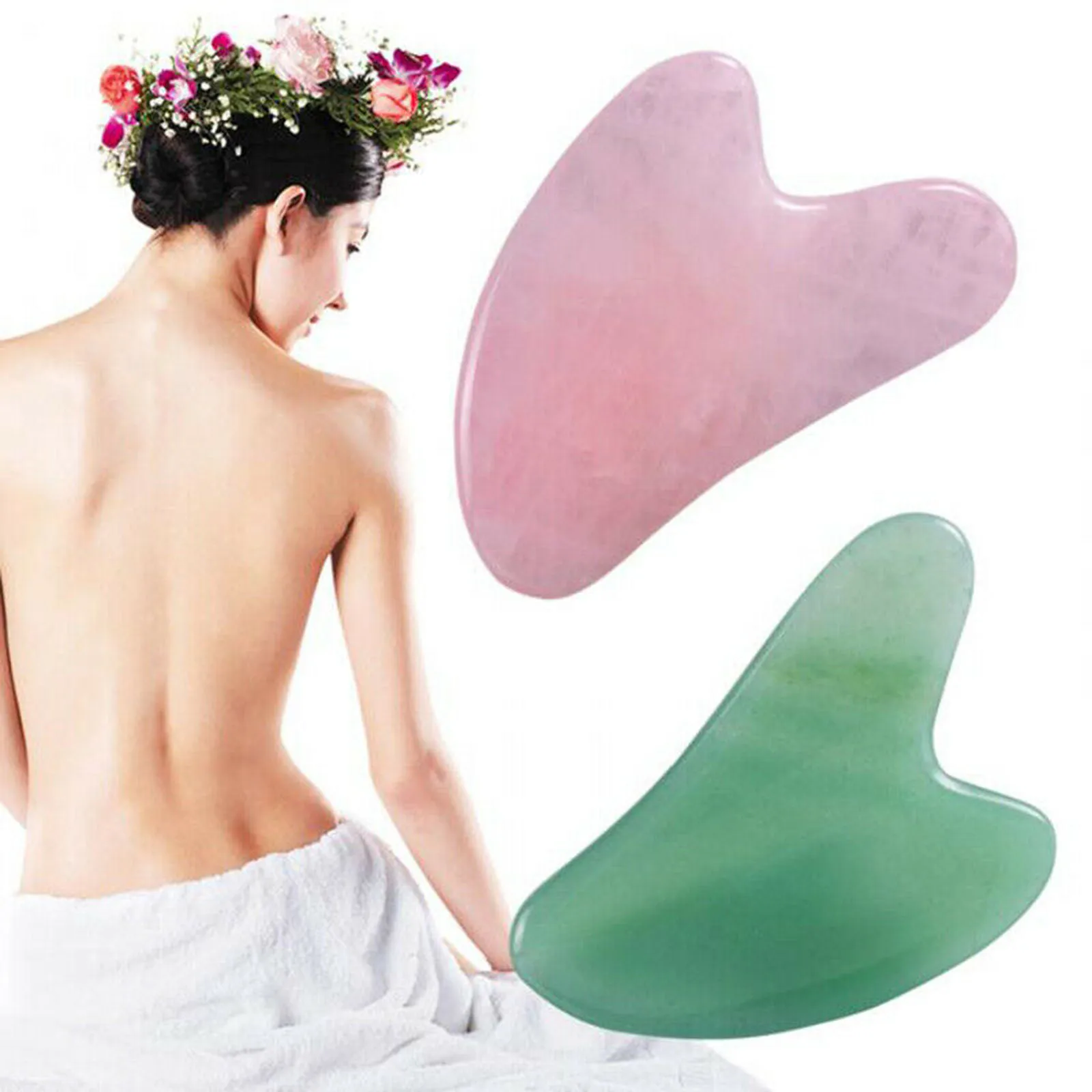 

Natural Rose Jade Roller Face Body Massage Gua Sha Board Crystal Stone Jade Massager Body Facial Eye Scraping Tool