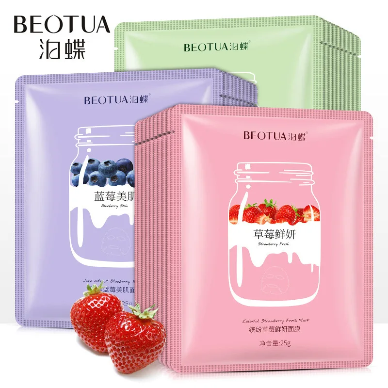 

BEOTUA Natural Fruit Extracts Women Face Mask Hyaluronic Acid Facial Masks Moisturizing Anti Acne Aging Whitening Skin Care