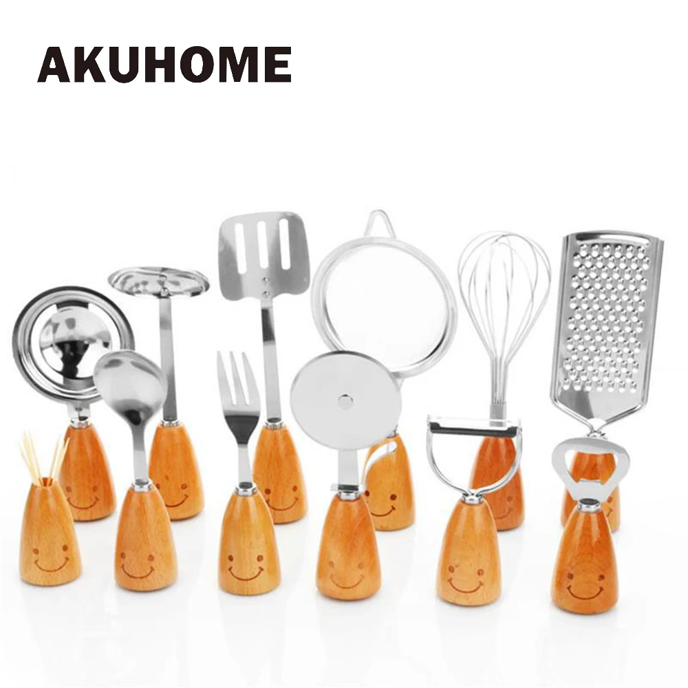 Буковые ручки из нержавеющей стали вилка яйцо деление совки Овощечистка лопатка