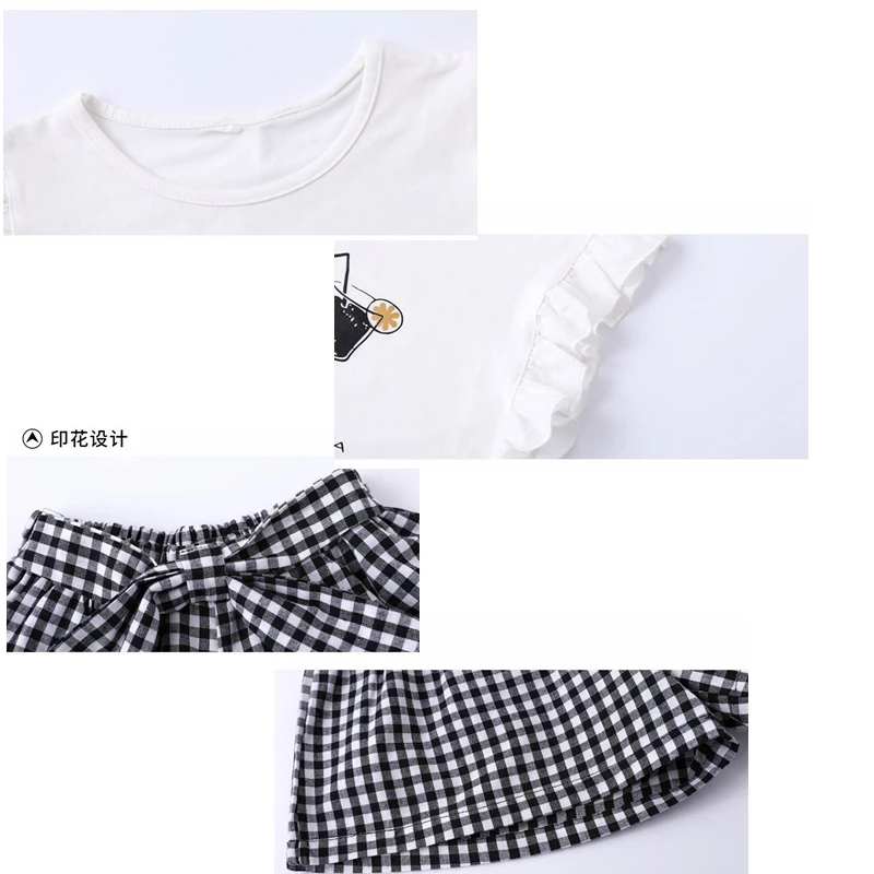 Летние Детские комплекты одежды для маленьких девочек футболка + брюки комплект