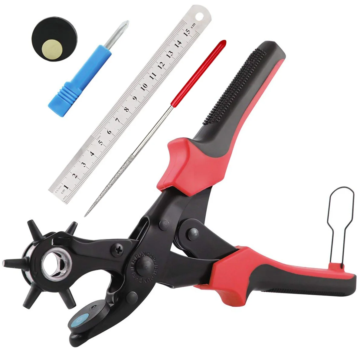 

Leather Belt Hole Punch Plier With 6 Hole Sizes Eyelet Puncher Sewing Machine Bag Setter Tool Watchband Strap Household