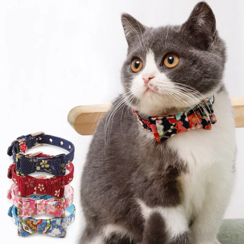 

Adjustable Soft Small Medium Large Dog Pet Cat Collars Colorful Puppy Pet Accessories Japanese style bow collar PU Rope The New