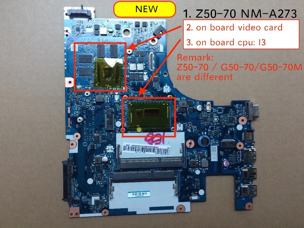Работает для lenovo Z50-70 NM-A273 материнская плата SR1EN I3 процессор GT820M 2 Гб видеокарта