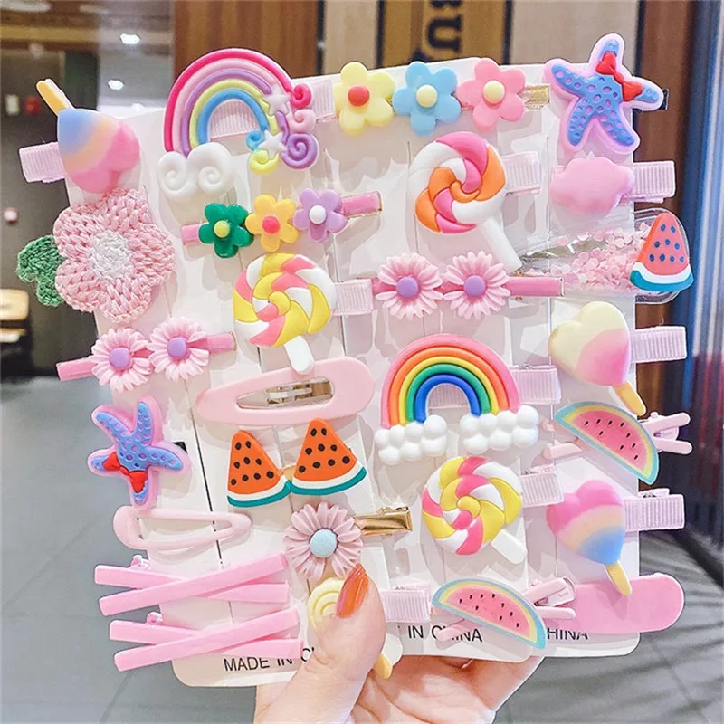 

14Pcs/Set Girls Hair Accessories Candy Color BB Butterfly Hair Clip Cute Flower Animal Hairpins Cartoon Kids Barrettes Headdress