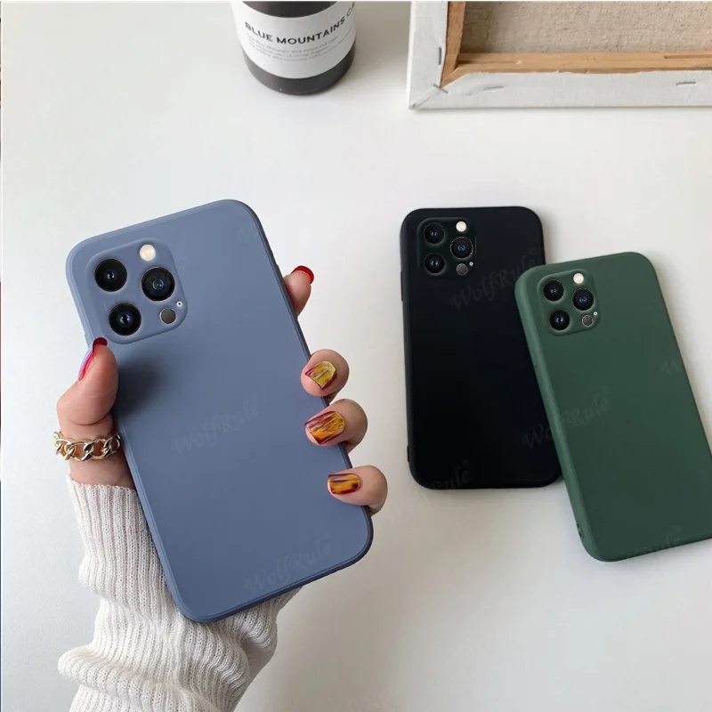 

For iPhone 13 Pro Case For iPhone 13 Pro Cover Shockproof Bumper TPU Liquid Silicone Soft Cover For iPhone 12 13 Pro Max Fundas