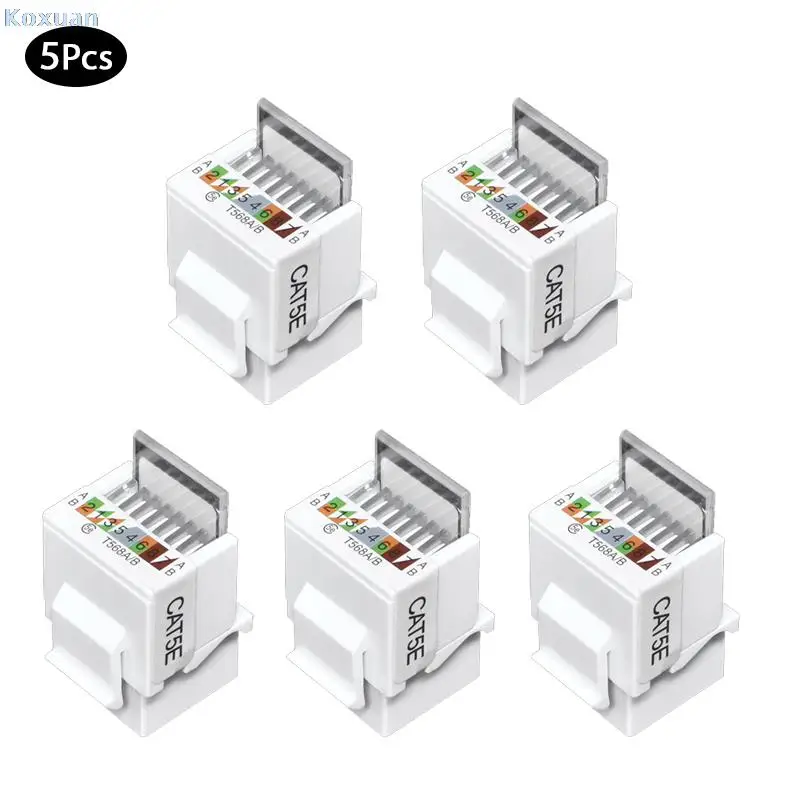 

5 pcs CAT5E UTP Network Module RJ45 Connector Information Socket Computer Outlet Cable Adapter Jack Tool-free Computer Supplies