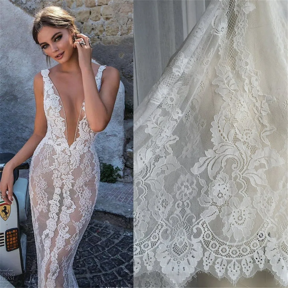 Ажурная ткань для ресниц 3 метра белая сетчатая шитья аксессуары