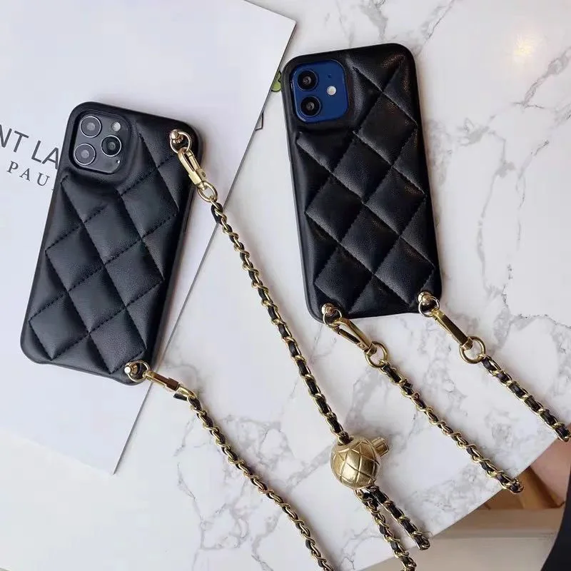 

Fashion luxury new mobile phone case FOR IPHONE CASE diagonal small golden ball leather IPHONE 12 PROMAX/12MINI/11/XS/XR/7P