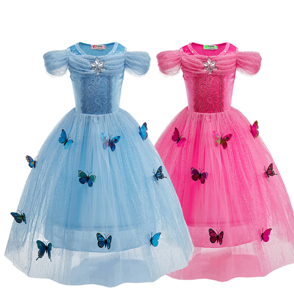 

Girls Cinderella Dress Up Costume Baby Girls Cinderella Cosplay Costume Butterfly Kids Birthday Party Christmas Dress 3-10 Years