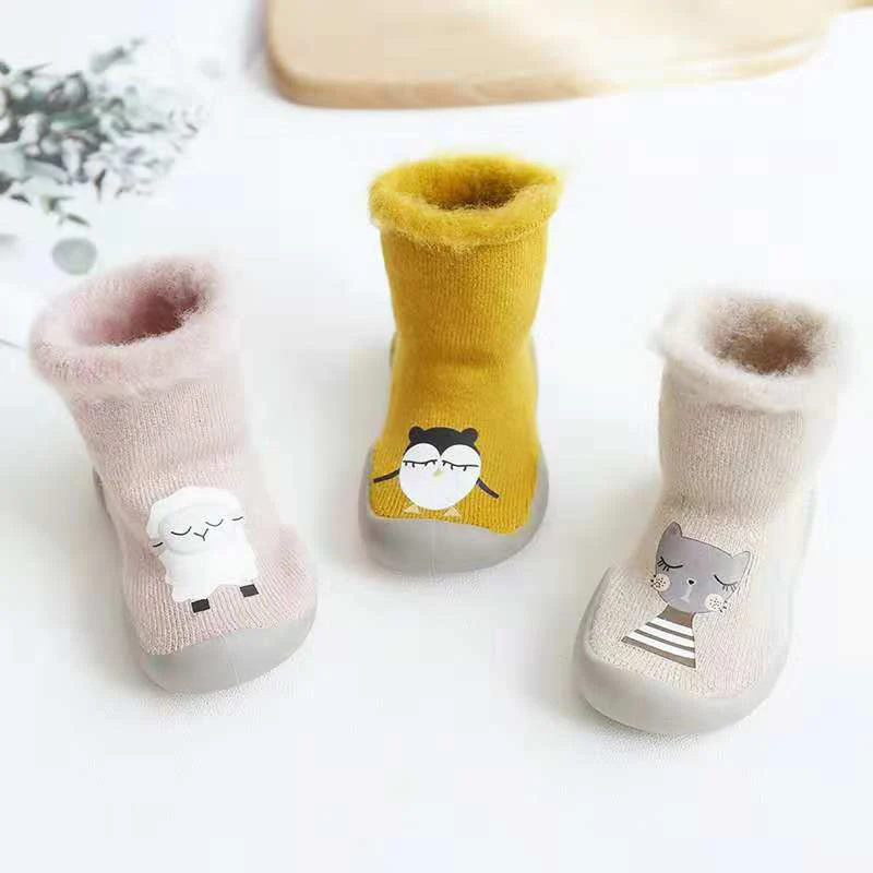 

Baby Boys Girls Infant Winter Plus Velvet Cute Cartoon Socks Warm Anti Slip Floor Socks