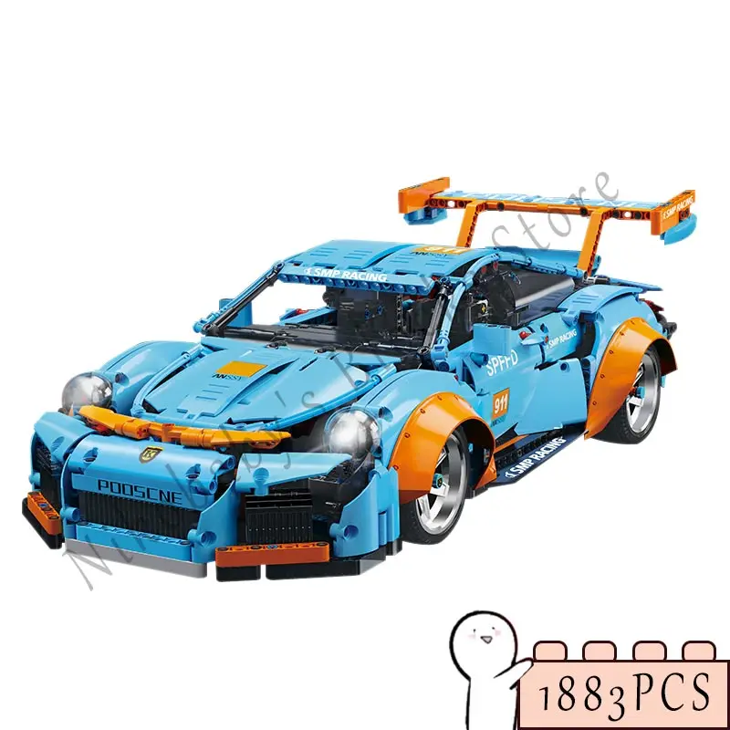 

Модель Суперскоростной автомобиль MOC Technology 1883 шт., 1 ∶ 10 строительных блоков, игрушечный автомобиль, город «сделай сам», детские рождественс...