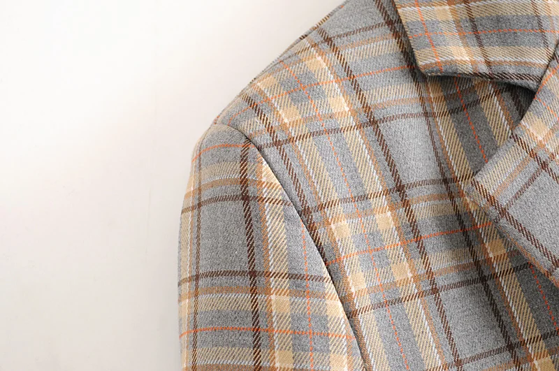 Пиджак женский в клетку элегантный костюм с блейзером винтажный повседневный