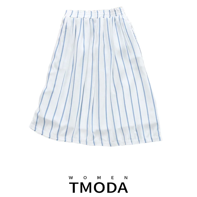 TMODA244 полосатая трапециевидная Синяя Женская юбка 2020 Новое поступление Летняя