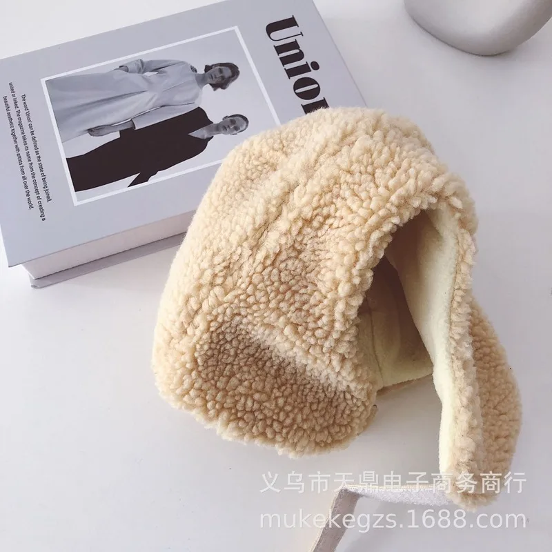 

Infants Solid Color Plush Children Fashion Hat Winter Thickening Warm Polar Fleece Caps Baby Flying Cap Northeast Hats