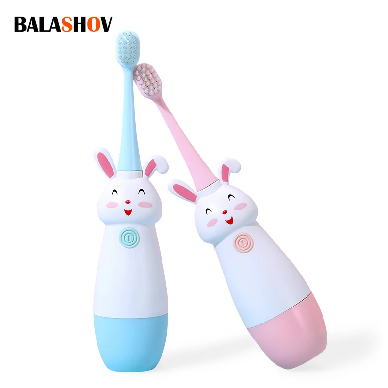 Smart Electric Toothbrush Household Children Rotating Cute Bunny Cartoon Kids Portable Sonic Non-Slip Soft Fur Toothbrush New