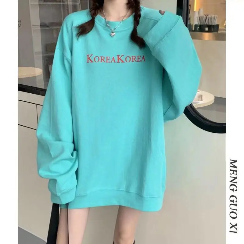 

Letter Print Oversized Sweatshirt Women Tops Long Sleeve Korean Fashion Streetwear Casual Ladies Thin Spring 2021 Simple Design