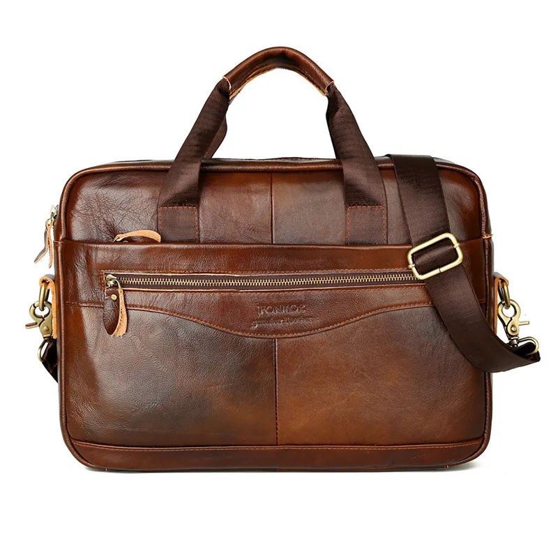 2021 leather men's briefcase Kraft Men's Cross-Back Business Package Men's handbags  computer bag  leather bag  briefcase