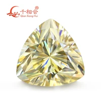 yellow color trillion shape sic material moissanite loose gem stone qianxianghui video is light yellow 5mm