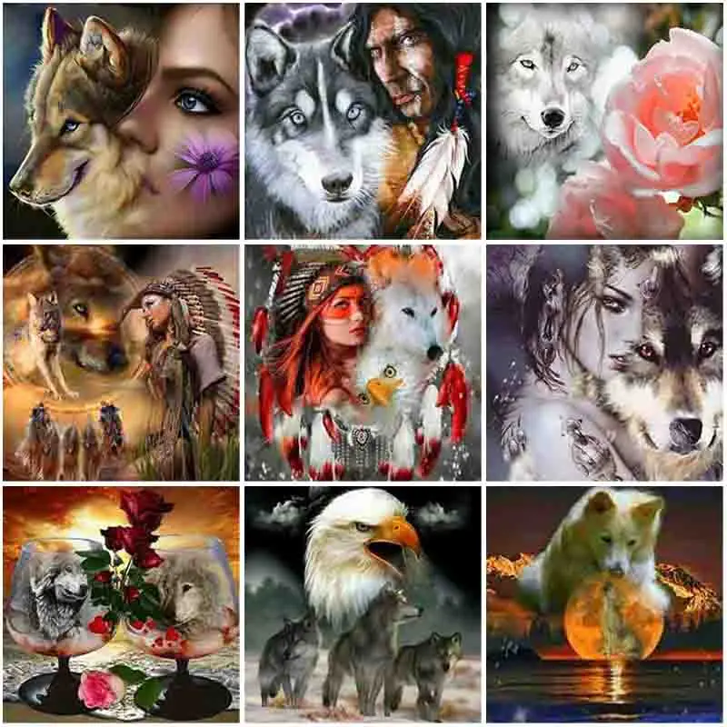

DIY 5D Diamond Painting Wolf Female Diamond Art Embroidery Animal Cross Stitch Full Round/Square Drill Home Decor Manual Gift