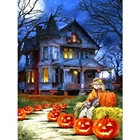 Набор для алмазной живописи Домик Тыквы на Хэллоуин 5D сделай сам, полная Алмазная вышивка крестиком стразы, подвесное настенное украшение