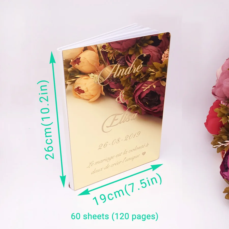 Custom Acrylic Mirror White Blank Guestbook Wedding Signature Guest Book Personalized Baptism Event & Party Decor Favors Gifts