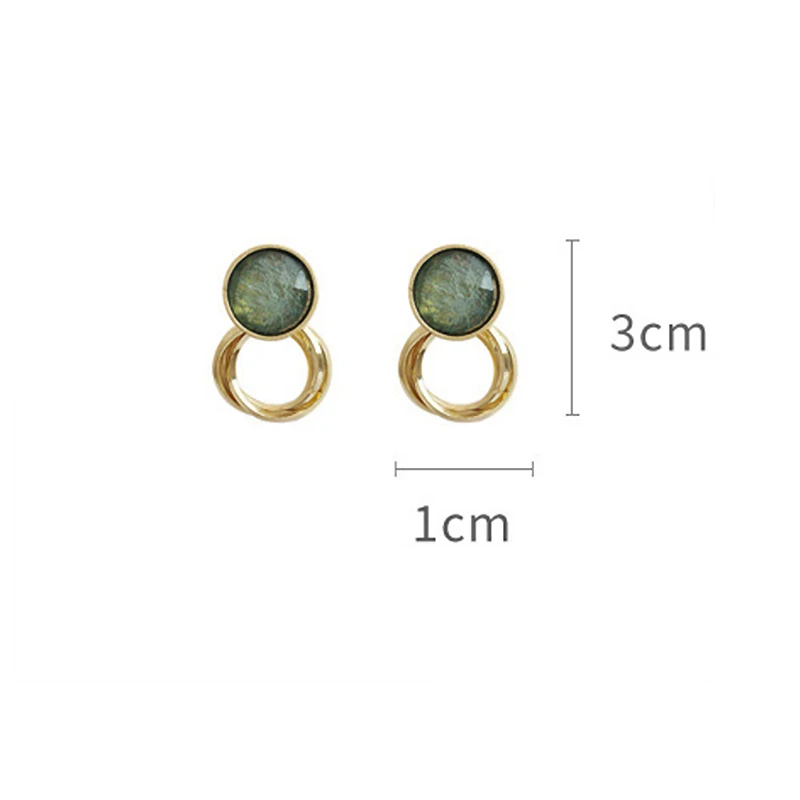 

Round Green/Wine Red Drawing Crystal Women's Stud Earring Gold Color Earrings 2020 Trendy Jewelry Accessories Female YEA441