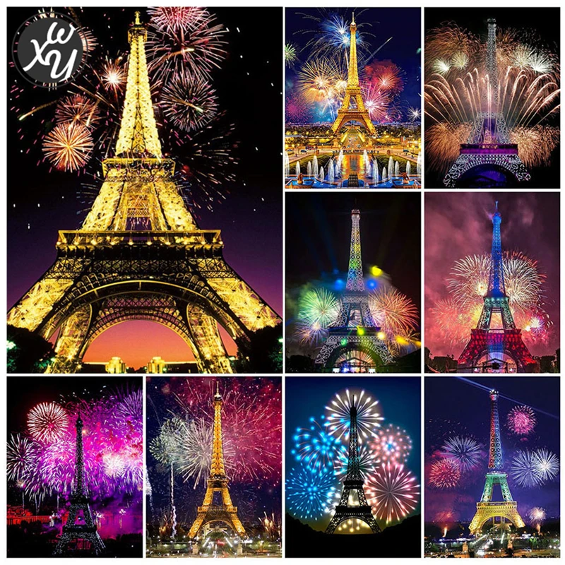 

WEIWEI 5D алмазная живопись «сделай сам», Эйфелева башня, мозаика, алмазная вышивка, Набор для вышивки крестиком, пейзаж, полный квадрат, для укр...