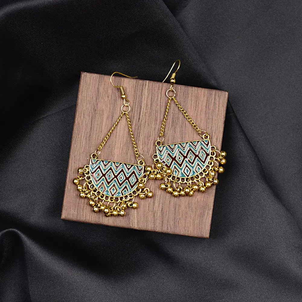 Модные женские серьги с кисточками из золотого сплава в богемном этническом