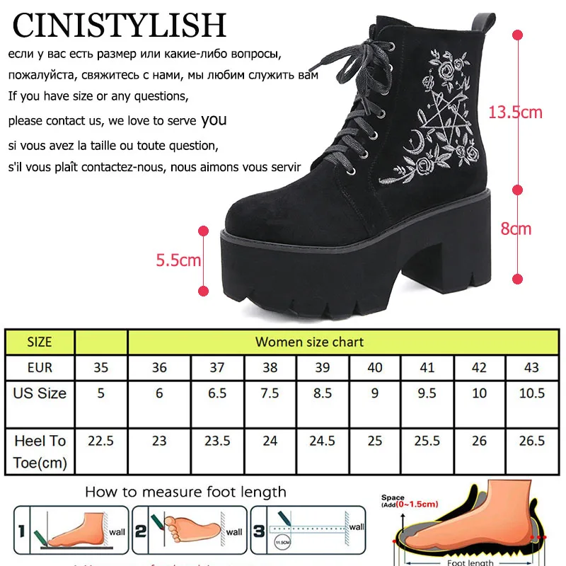 

Shoes On Platform Demonia Boots Chunky Punk Suede Leather Womens Gothic Shoes Lace Up Black Zipper High Quality Fashion Flower