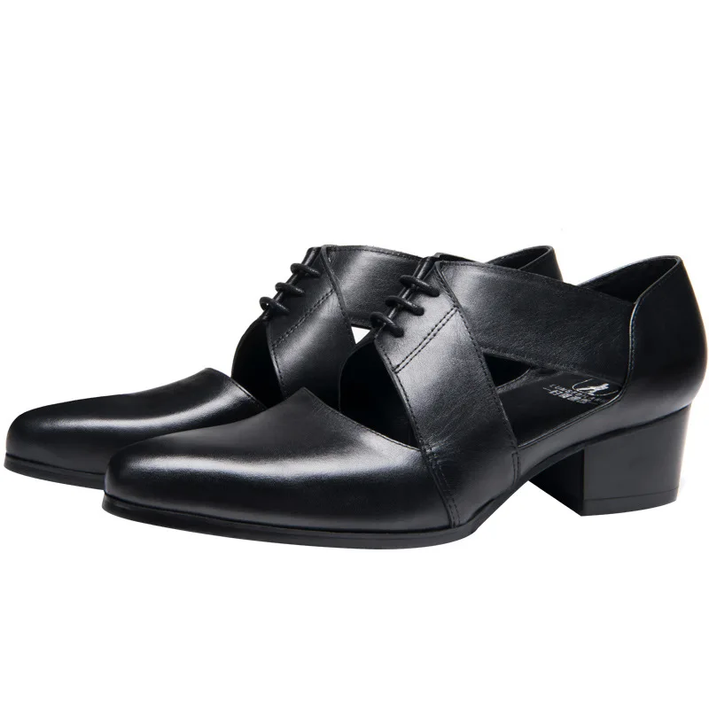 

good new Baotou casual sandals top layer cowhide summer men's pointed toe breathable hollow leather luxury sandals men's shoes