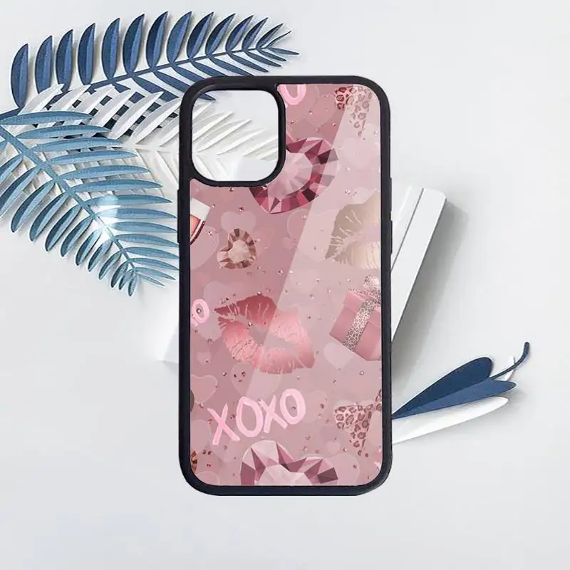 

Gold Rose bliling Glitter Love Phone Case PC for iPhone 11 12 pro XS MAX 8 7 6 6S Plus X 5S SE 2020 XR