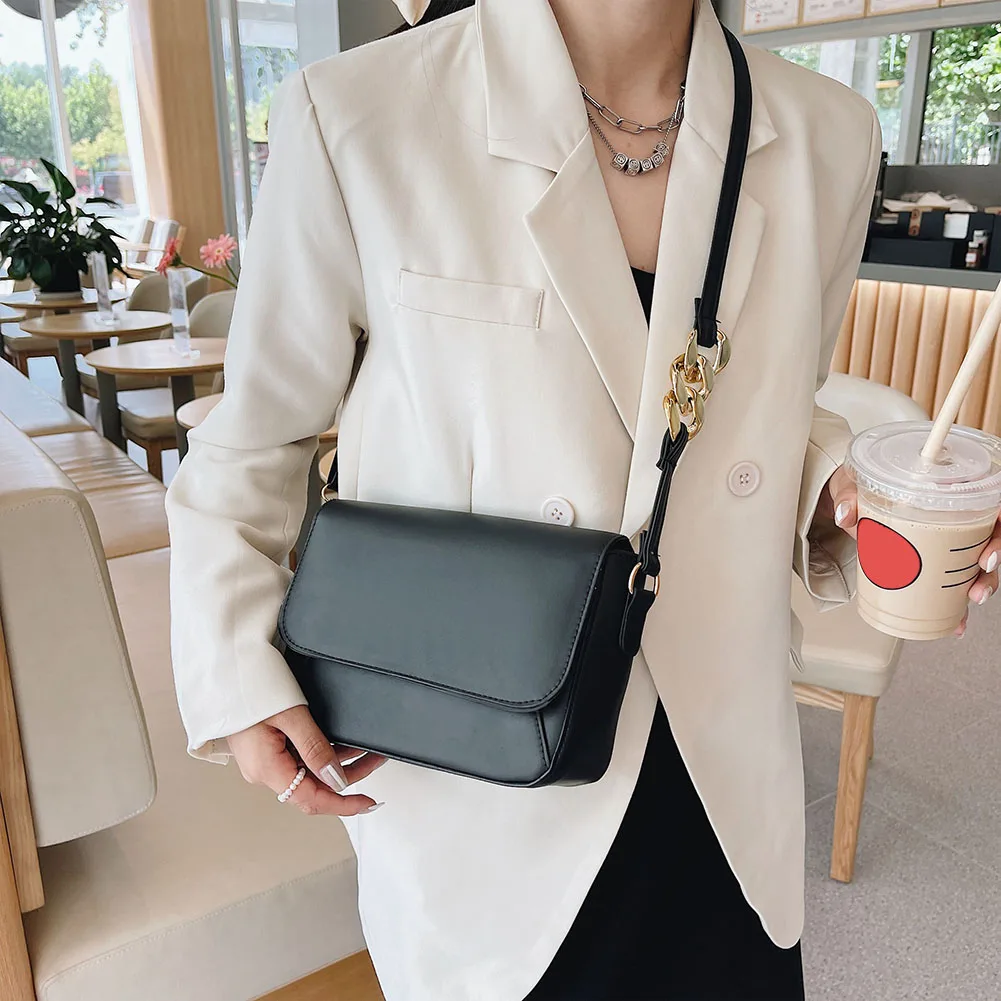 

Casual Pure Color Handbag Purse Retro Women PU Leather Shoulder Bag Casual Pure Color Small Flap Messenger Bags