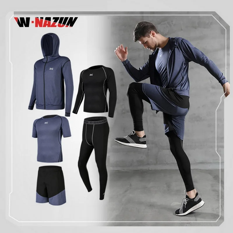 W nazun 5 шт./компл. мужской спортивный костюм для физических упражнений