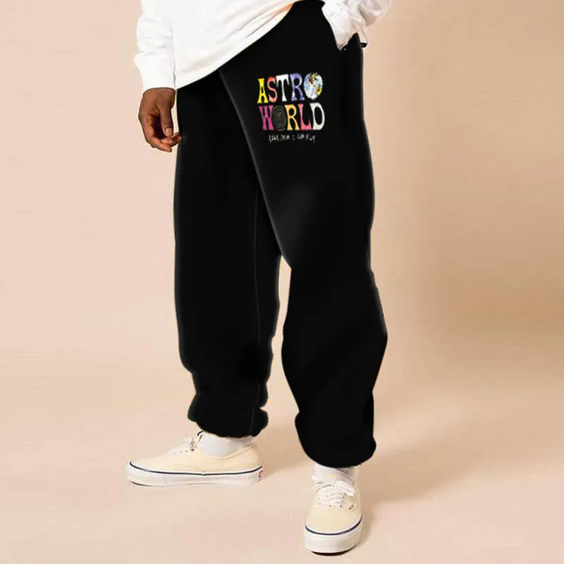 

2021 Spring Men's New Fashion Black Printed Mid-Waist Casual Pants Comfortable Men's Pants