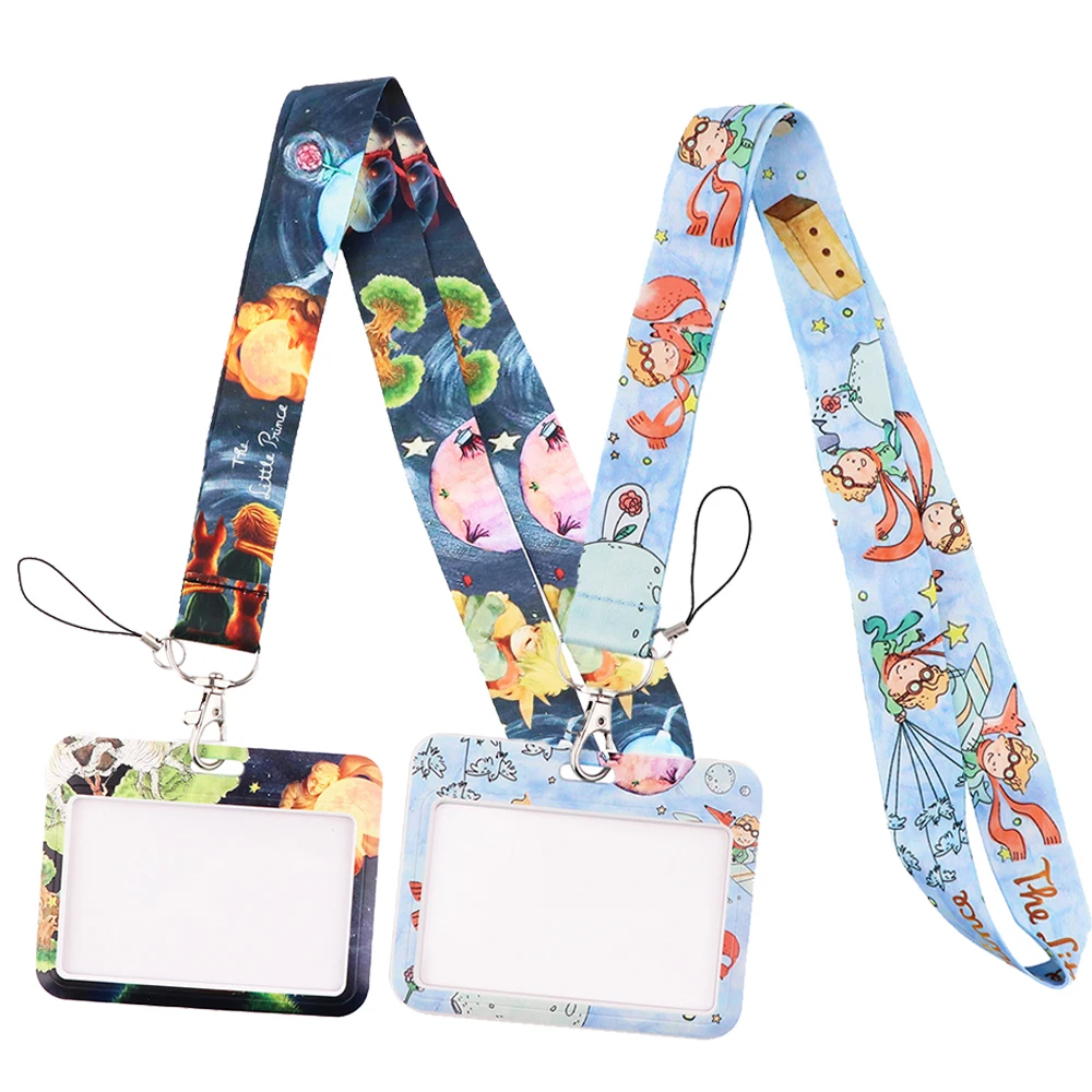 

YL105 Cartoon Prince and Fox Level Lanyard Badge Holder Keychain Classic Story Ribbon Hang Rope Mobile Phone Neck Strap Key Ring